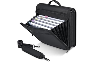 MoKo Zipper Binder, 2 Inch 3 Ring Binder with Multi-Pocket, 500 Sheet Capacity 5 Tab Expanding File Folder, Zipper Bag for School Office, Handle & Shoulder Strap, Black