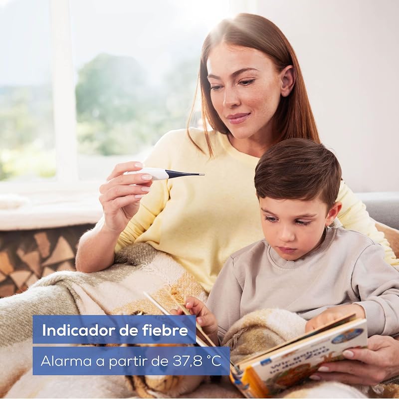 FT 17 termómetro clínico digital, termómetro con punta de medición flexible para la medición oral, rectal y axilar, resultado en 10 s, indicador de fiebre, para bebés, niños y adultos, blanco