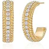FETTERO Gold Hoop Earrings for Women - 14K Gold Plated Bold Statement Hoops 925 Sterling Silver Post Lightweight Chunky Gold Earrings