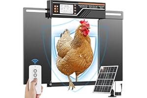 Large Automatic Chicken Coop Door Solar Powered, 4Modes Aluminum Horizontally Dual-Door Design with Timer & Light Sensor, Aut