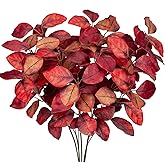 Briful 5 PCS Fall Leaves Artificial Magnolia Leaf Branches, 26" Autumn Fake Plant Stems for Vase Floral Arrangement Kitchen Table Home Fall Decoration