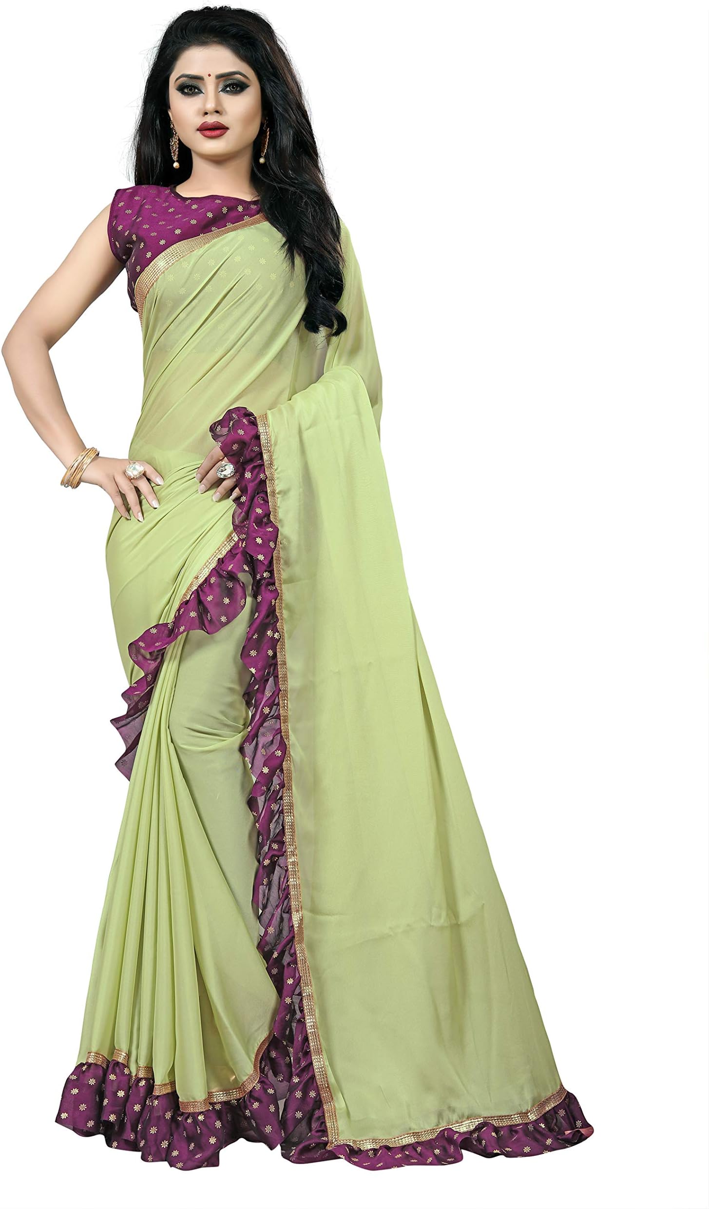 Bigben textile Georgette Saree with Blouse Piece