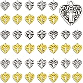 yueton 60PCS Alloy Hollow-out Love Heart Shaped Cross Charms Pendant for Jewelry Making and DIY Crafts