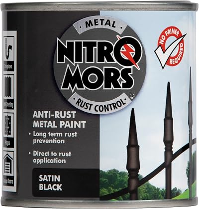 Nitromors Smooth Satin Metal Paint 250ml No Primer UV Rust Protection Doors