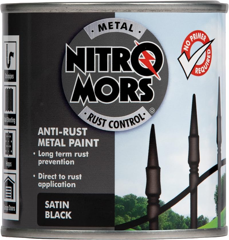 Nitromors Smooth Satin Metal Paint 250ml No Primer UV Rust Protection Doors