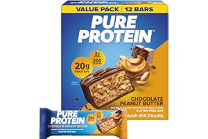 Pure Protein Chocolate Peanut Butter Protein Bars, 20g Protein, 12 Ct | 3g Sugar, 190 Calories, Low Sugar* High Protein Snack