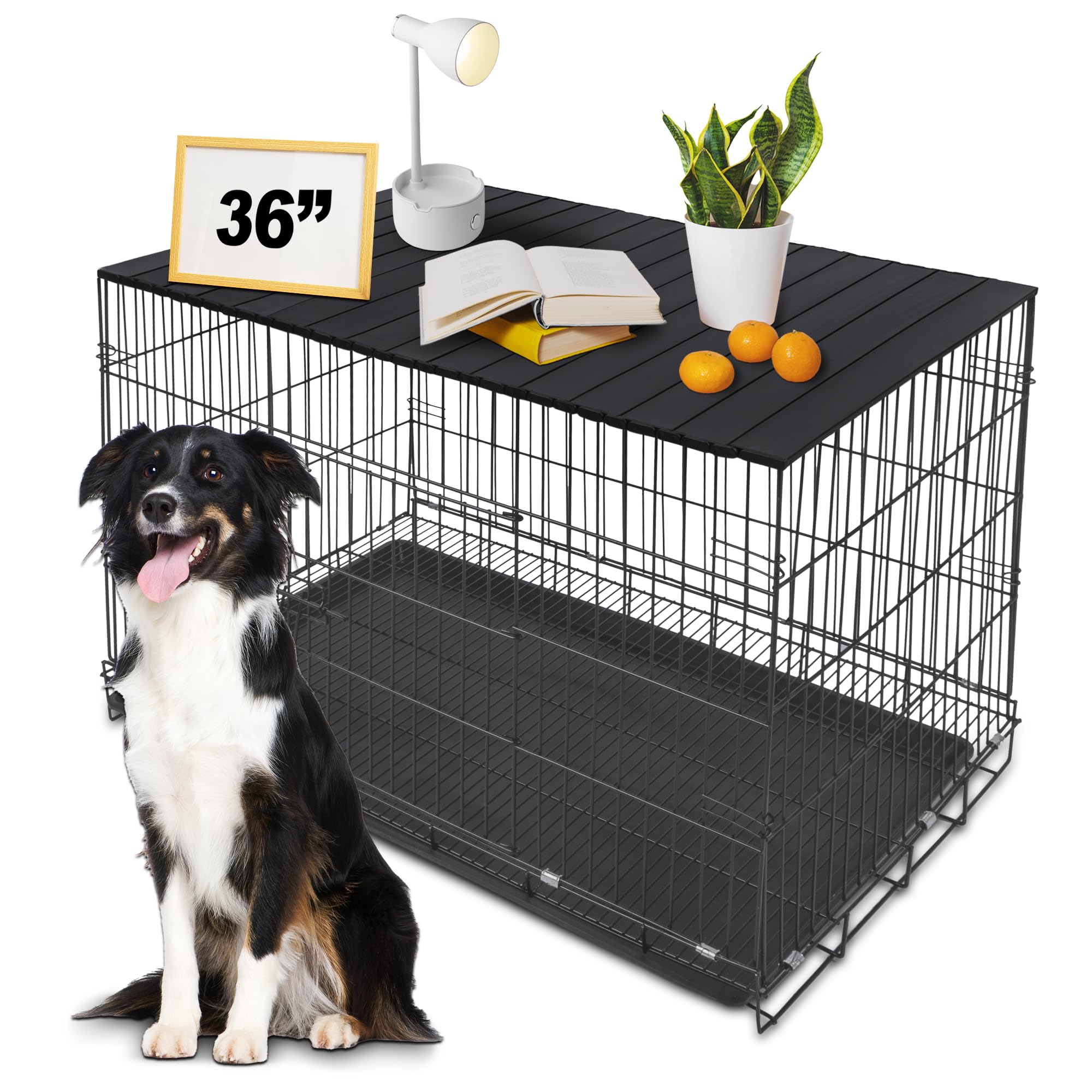 Photo 1 of ***(Only Topper)***
Petmystify Dog Crate Topper with Magnets for 36 Inch Crate - Aluminum Foldable Dog Kennel Topper Decorative Storage Pet Crate Table Black 