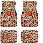 Nyverzd Luxury Car Floor Mats Full Set | Car Decor for Men Women | Vintage Floral Boho Pattern | Heavy Duty All-Weather Universal Rubber Liners | Non-Slip & Odor-Free