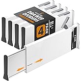 RAPTUROUS Adjustable Deep Drawer Divider – 6" Tall, Expandable 13-22", 4-Pack, Non-Slip Drawer Dividers for Clothes, Dresser,