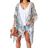 CATCHY & CRAFTY Swimsuit Coverup for Women Kimono Cardigan Beach Floral Boho Print Resort Wear Cruise Gift
