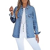 luvamia Jean Jackets for Women 2026 Fall Fashion Oversized Button Down Denim Jacket Western Shacket Jacket with Pockets