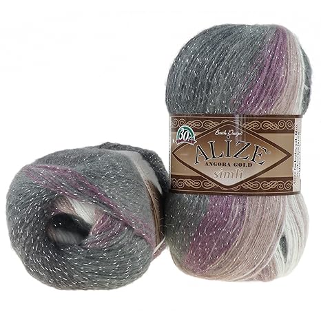 maDDma ® 100g Strickgarn Alize Angora Gold Batik SIM Glitzerwolle Häkelgarn Farbwahl, Farbe:1986