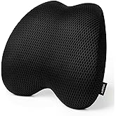 Aurssa Lumbar Support Pillow Office Chair Car Back Pillow Ergonomic Lower Back Pain Relief Breathable Air Fiber Cushion with Hours Sitting on Worker Driver & Handicapped, Adjustable Strap (Black)