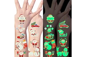 150PCS Luminous Christmas Tattoos for Kids, Christmas Accessories, 150 Kinds of Glow in the Dark Xmas Temporary Tattoos, Stocking Stuff Xmas Supplies for Kids, Xmas Goodie Bag Candy