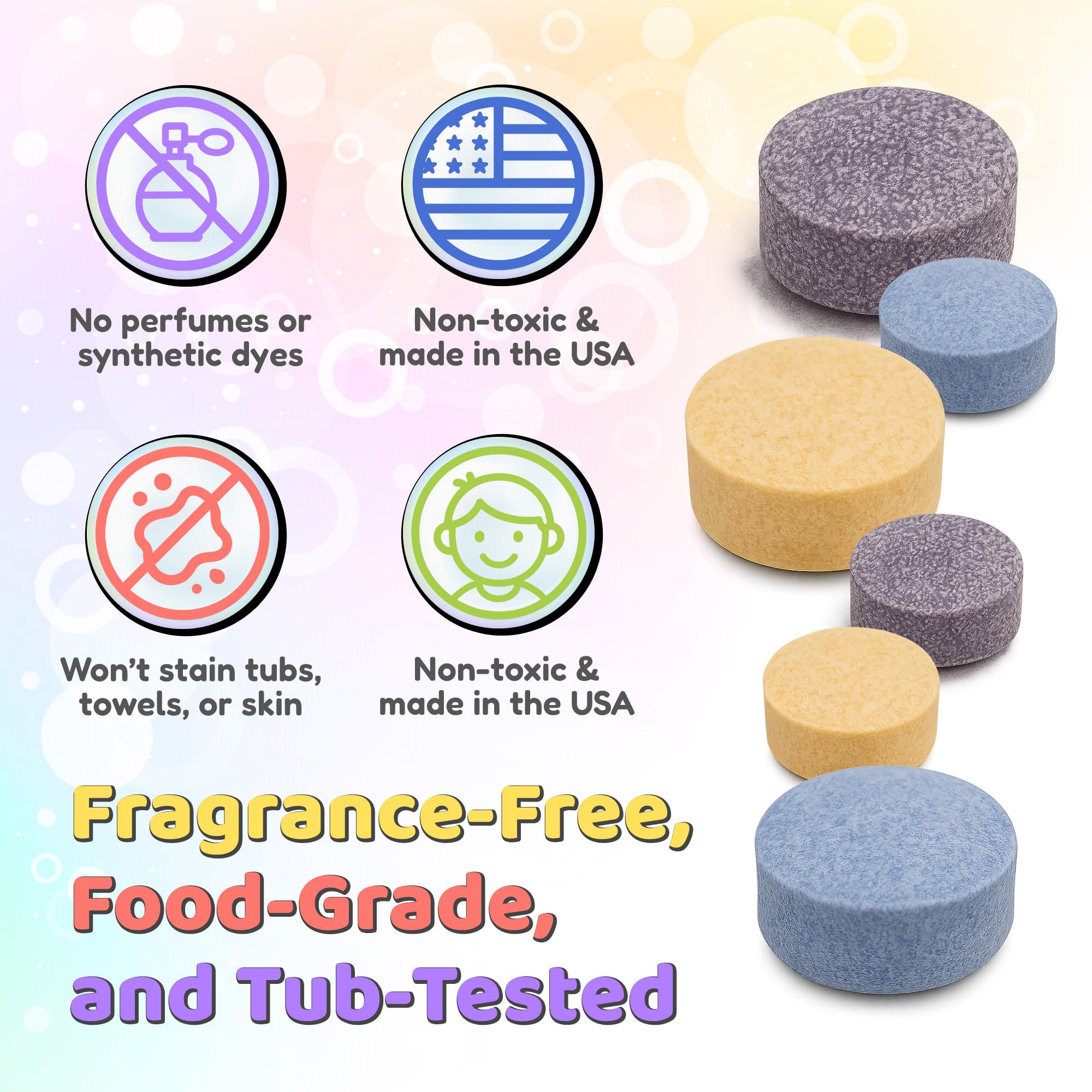 Color MyBath – Bath Color Tablets for Kids, 300 Count Jar – Color Changing, Non-Toxic, Non-Staining, Fragrance-Free – Mix Your Own Rainbow, Fun & Educational – Made in USA (1-Pack)