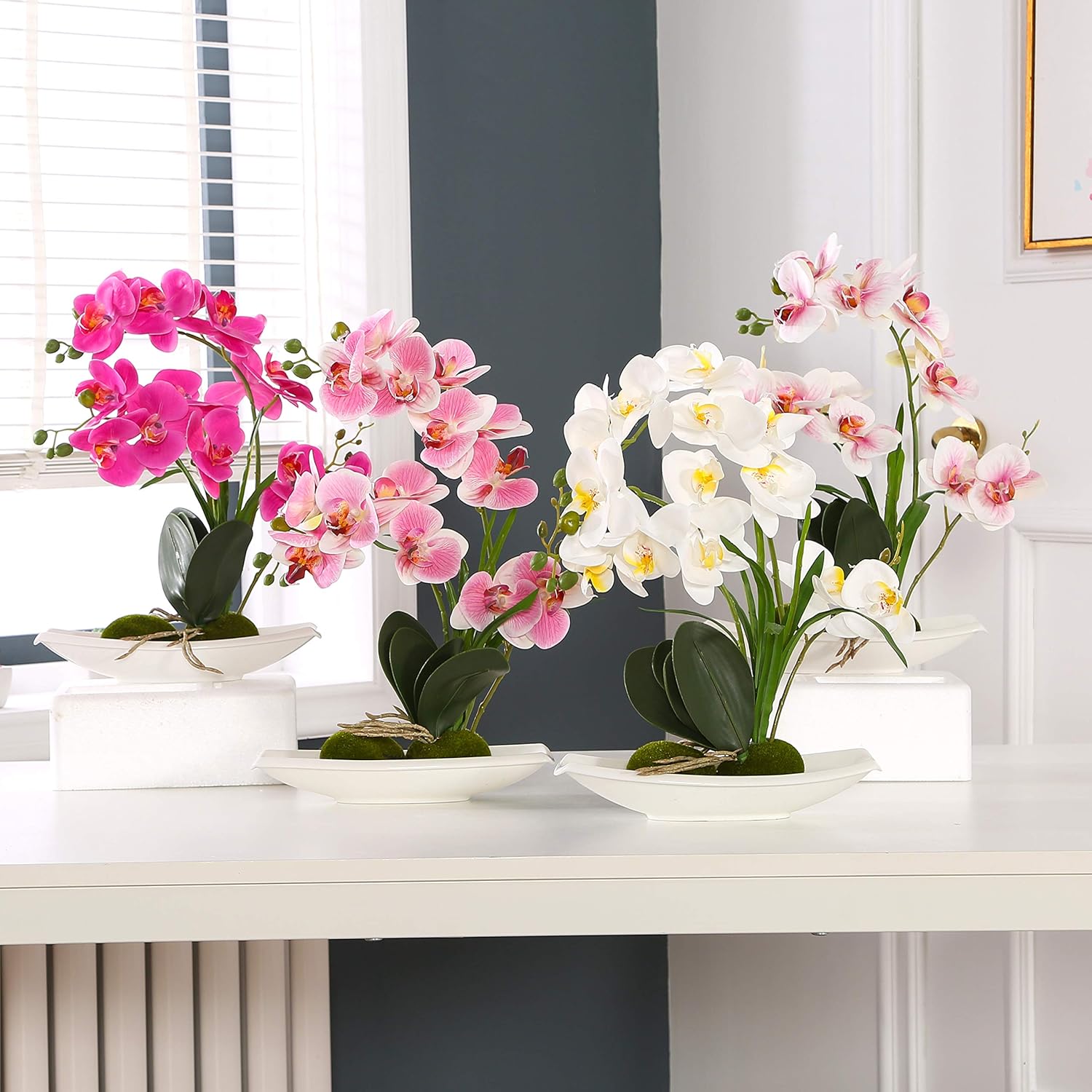 Orchidee Artificiali Phalaenopsis - 6 Pezzi Alte 69cm In Seta Per Decorazione - Foto 3