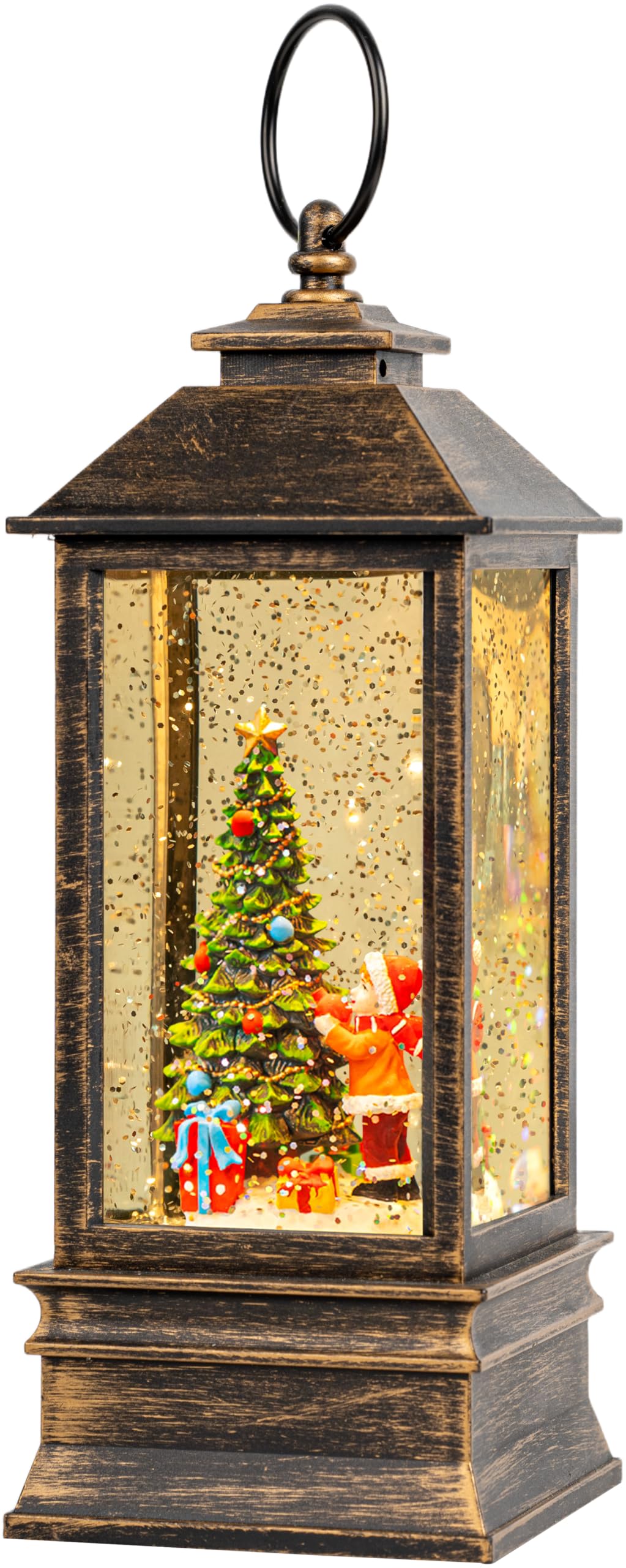 Photo 1 of 10'' Snow Globe Christmas, Musical Lighted Water Lantern with Swirling Glitter Decoration for Christmas Home, Living Room, Battery Operated or USB Powered (Christmas Tree)