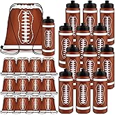 Denylo pro 12 Sets Football Water Bottle with Football Drawstring Bag Plastic Brown Water Bottles for Rugby Player Sports Games Gym Party Favor
