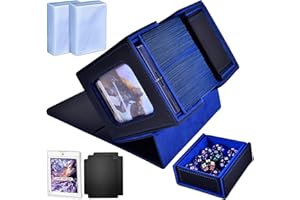 BECEEL MTG Deck Box for Commander Display, MTG Commander Deck Box Fits 100+ Double-Sleeved Cards, PU Leather Strong Magnet TCG MTG Magic Card Deck Box MTG with 35pt Card Brick & More for TCG MTG Cards