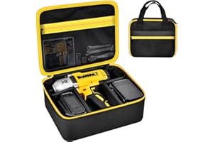 TANMQIN Impact Driver Bag Case Compatible with DEWALT 20V MAX XR DCF900B DCF961B DCF891B DCF899B DCF900P1 Cordless Wrench Kit, Carring Holder Fits for Milwaukee/for Ryobi Impact Gun(Box Only)-Yellow Zipper