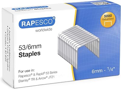 Rapesco 0749 53/6mm Galvanised Staples Pack of 5000 Type 53/6mm