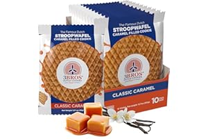 3Bros Stroopwafels, Dutch Caramel-Filled Waffle Cookies, Individually Wrapped, 10 Count, Soft Toasted Outside With Buttery Caramel Filling, Made in USA in Our Family Bakery