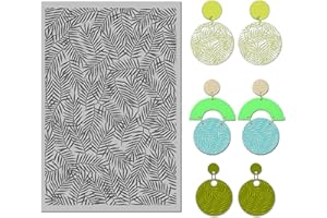Arbuya Palm Leaves Polymer Clay Texture Mat-Leaves Texture Sheet for Polymer Clay Jewelry Making, Earring Charms, DIY Craft Supplies