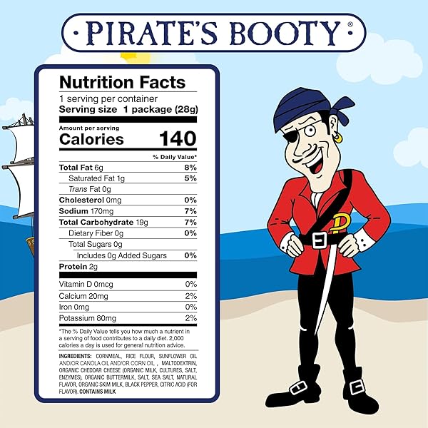 PIRATE’S BOOTY AGED WHITE CHEDDAR CHEESE PUFFS, GLUTEN-FREE, KIDS SNACKS, 1OZ (12CT)
