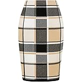 IDEALSANXUN Womens Knee Length Plaid Skirt Fall Winter High Waisted Bodycon Pencil Sweater Skirt