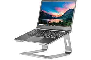 RUBOXA Ergonomic Laptop Stand for Desk Elevated Laptop Computer Stand with Nonslip Tabs Prevents Shoulder Back and Neck Pain and Laptop Overheating (Silver)