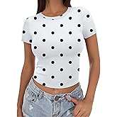 Sampeel Summer Outfirs for Women Y2K Crop Going Out Tops Sexy Fashion White Dots Shirts 2025 Beach Vacation Clothes XXL