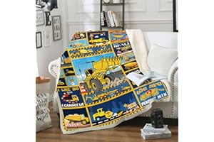TRIKPTEY Construction Truck Blanket for Boys, Excavator Truck Bulldozer Tractor Car Construction Vehicles Gifts Blankets for Boys Girls, Soft Fuzzy Trucks Car Lover Toddler Kids Blankets Gift 60"x50"