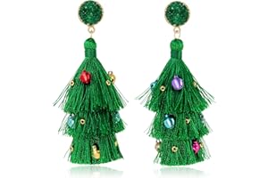 Me&Hz Colorful Layered Tassel Earrings Bohemian Statement Tiered Tassel Big Dangle Drop Earrings for Women Druzy Studs Christmas Mother's Day Gift