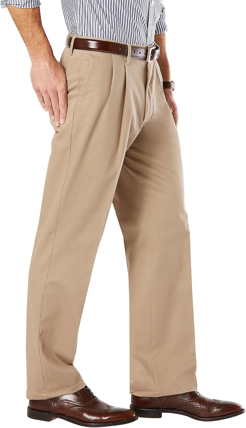 Dockers Men's Classic Fit Signature Khaki Lux Cotton Stretch Pants - Pleated at  Men’s Clothing store