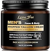 Men's Beef Tallow Skincare Face Cream, Beef Tallow and Honey Balm with Anti Aging Retinol & Hyaluronic Acid, Mens Skin Care F