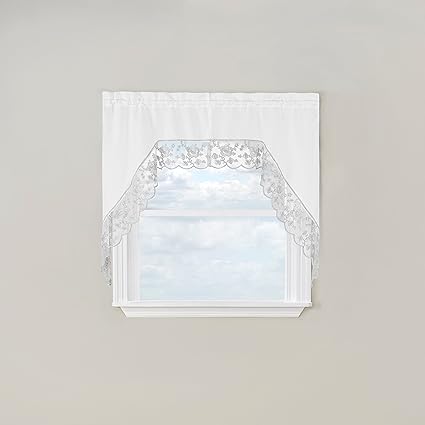 Renaissance Home Fashion Maribel Swag Pair with Embroidered Band, 56 X 38, Silver