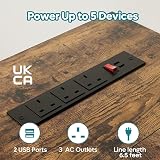 Bestier 147CM L-Shaped Desk with Power Outlets LED Lights USB Ports view 5