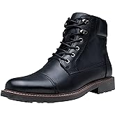 Jousen Mens Boots Leather Retro Dress Boot Cap Toe Casual Motorcycle