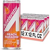 Accelerator Active Energy Drink, Peach Paradise 12oz can (12 pack) | Zero Sugar, Sustained Energy from 100% Natural Caffeine (200mg from Green Coffee Bean &amp; Green Tea Extract)