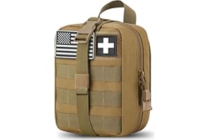TANSOLE TAN SOLE first aid kit bag empty Molle ifak pouch emt tactical medical pouch med rip away belt pouch small rescue tool pouches (TAN)