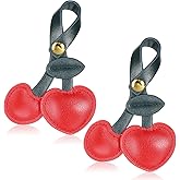 Xelsluthe 2 PCS Leather Cherry Bag Charm, Cute Cherry Purse Charm Accessories for Bags Handbag Keychain for Women