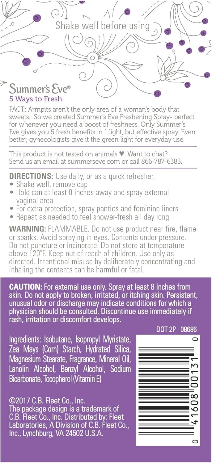 Summer's Eve Freshening Spray | Ultra | 2 oz Size | Pack of 3 | pH Balanced, Dermatologist & Gynecologist Tested: Health & Personal Care
