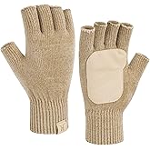 FZ FANTASTIC ZONE Winter Fingerless Gloves for Women Men, Chenille Warm Knit Work Anti-Slip Leather Half Finger Gloves Gifts