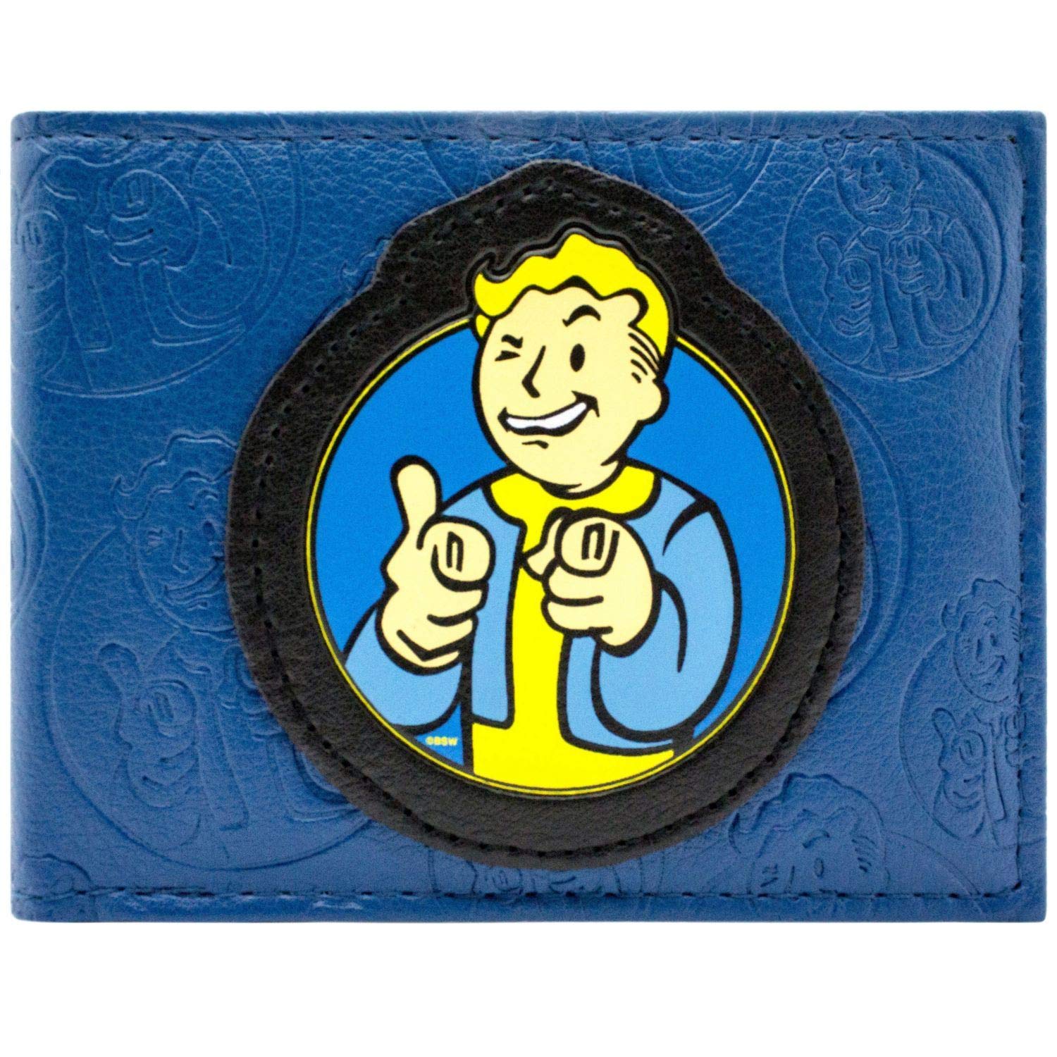 Bethesda Fallout 4 Vault Boy Winking Thumbs Emblem Wallet Bi-Fold ID & Card Holder, Blue