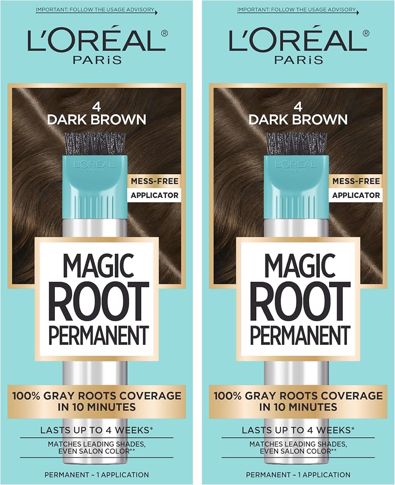 L'Oreal Paris Magic Root Permanent Hair Color Kit, 100% Gray Hair Coverage In Just 10 Minutes, Precision Brush Applicator for
