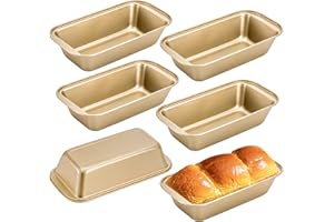 Lawei 6 Pack Nonstick Loaf Pan, 8.5 x 4.3 Inch Carbon Steel Kitchen Baking Bread Pan, Bread and Toast Baking Mold with Easy G