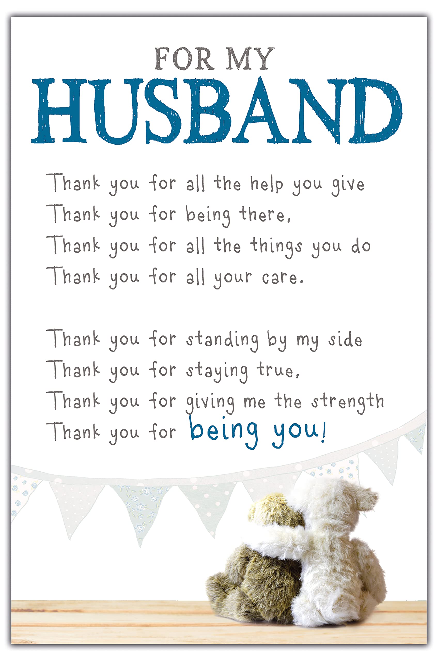 Husband Anniversary Card, Cute Teddies, Nice Words Anniversary Card Husband, Happy Anniversary Husband Card, Husband Anniversary Greetings Card, Snuggly Bumpkins 165 x 240 mm