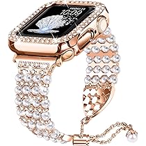 Amazon.com: Joyozy Bling Pearl Bracelet 40mm and case Compatible  