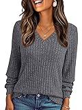 AUTOMET Womens V Neck Long Sleeve Shirt Fall