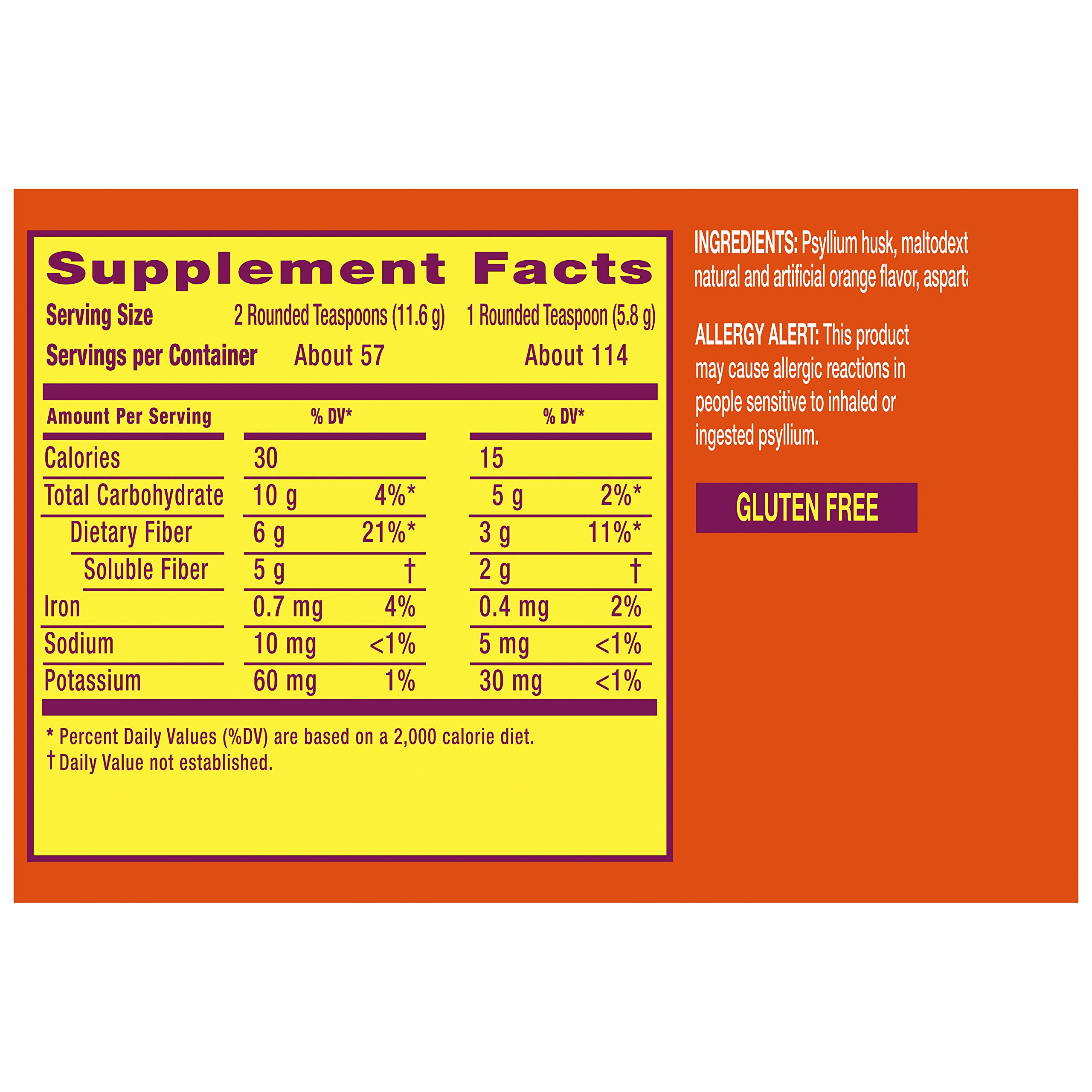 Metamucil Daily Fiber Supplement, Orange Smooth Sugar Free Psyllium